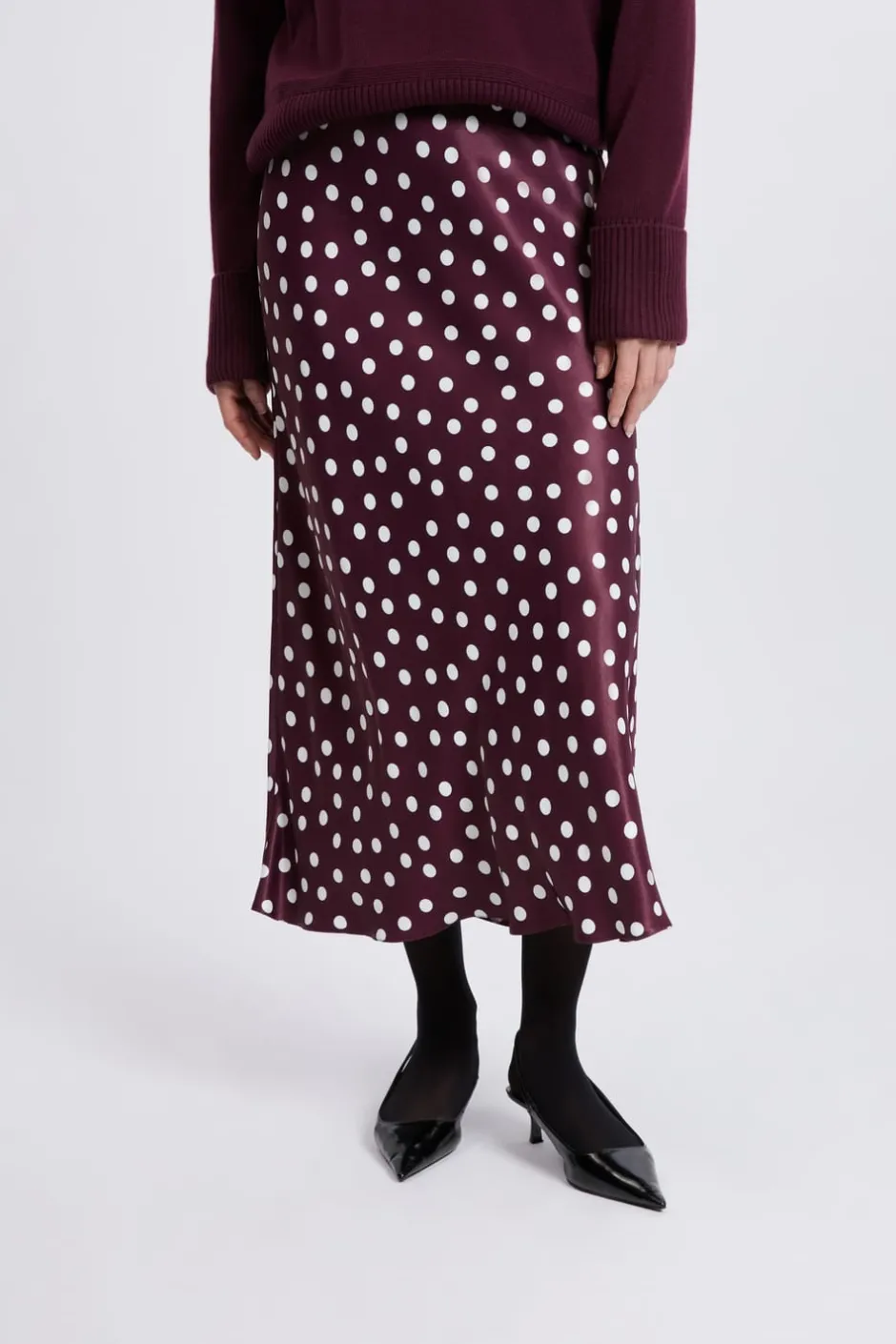 ETAM Faldas Estampadas|Faldas Largas|Jupe longue satinée à pois IMP FD VIOLET