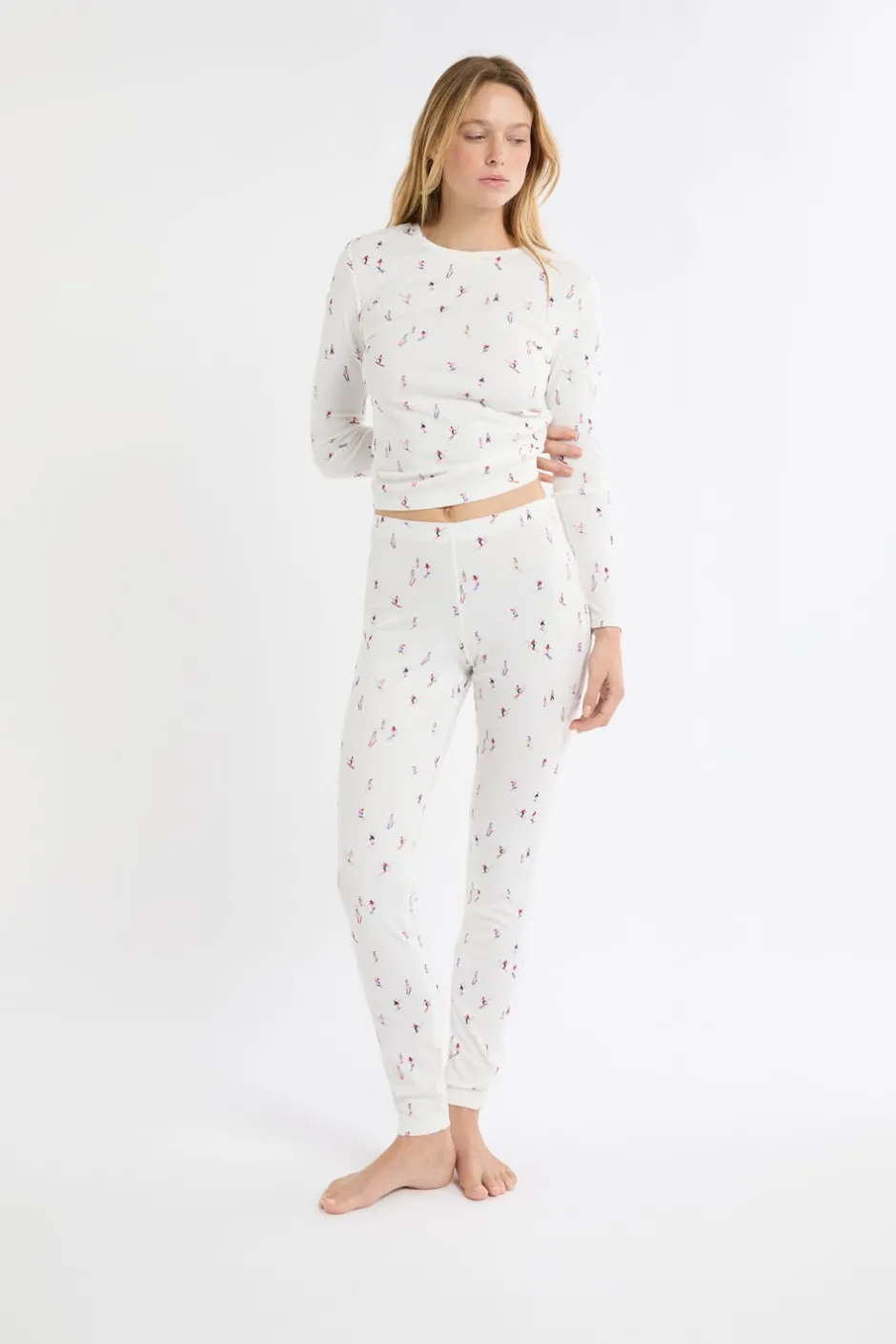 ETAM Los Pijamas Más Responsables|Partes De Abajo De Pijama|Leggings de pijama con motivos de esquiadores crudo