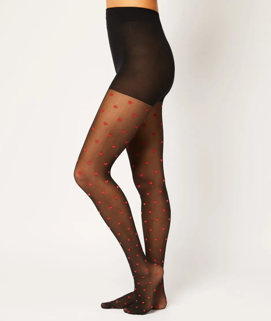 ETAM Medias Y Calcetines|Medias de corazón de moda - 30D ROJO