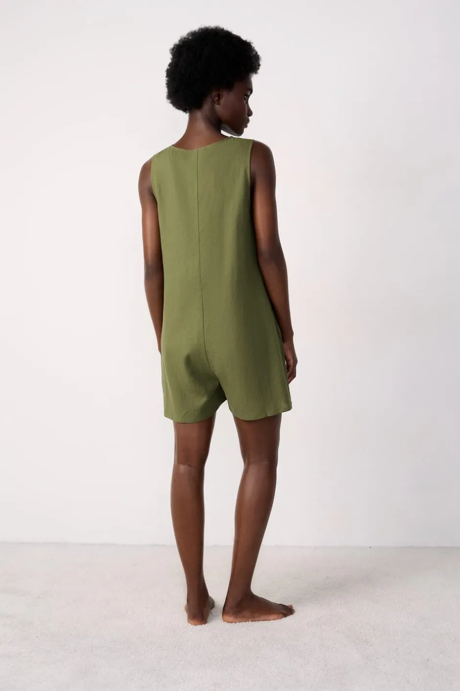 ETAM Túnicas Y Vestidos De Playa|Mono corto de playa de lino KAKI