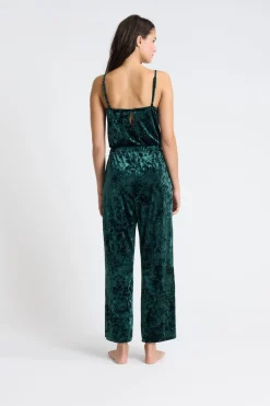 ETAM Monos|Los Pijamas Más Responsables|Mono de pijama de terciopelo VERDE OSCURO