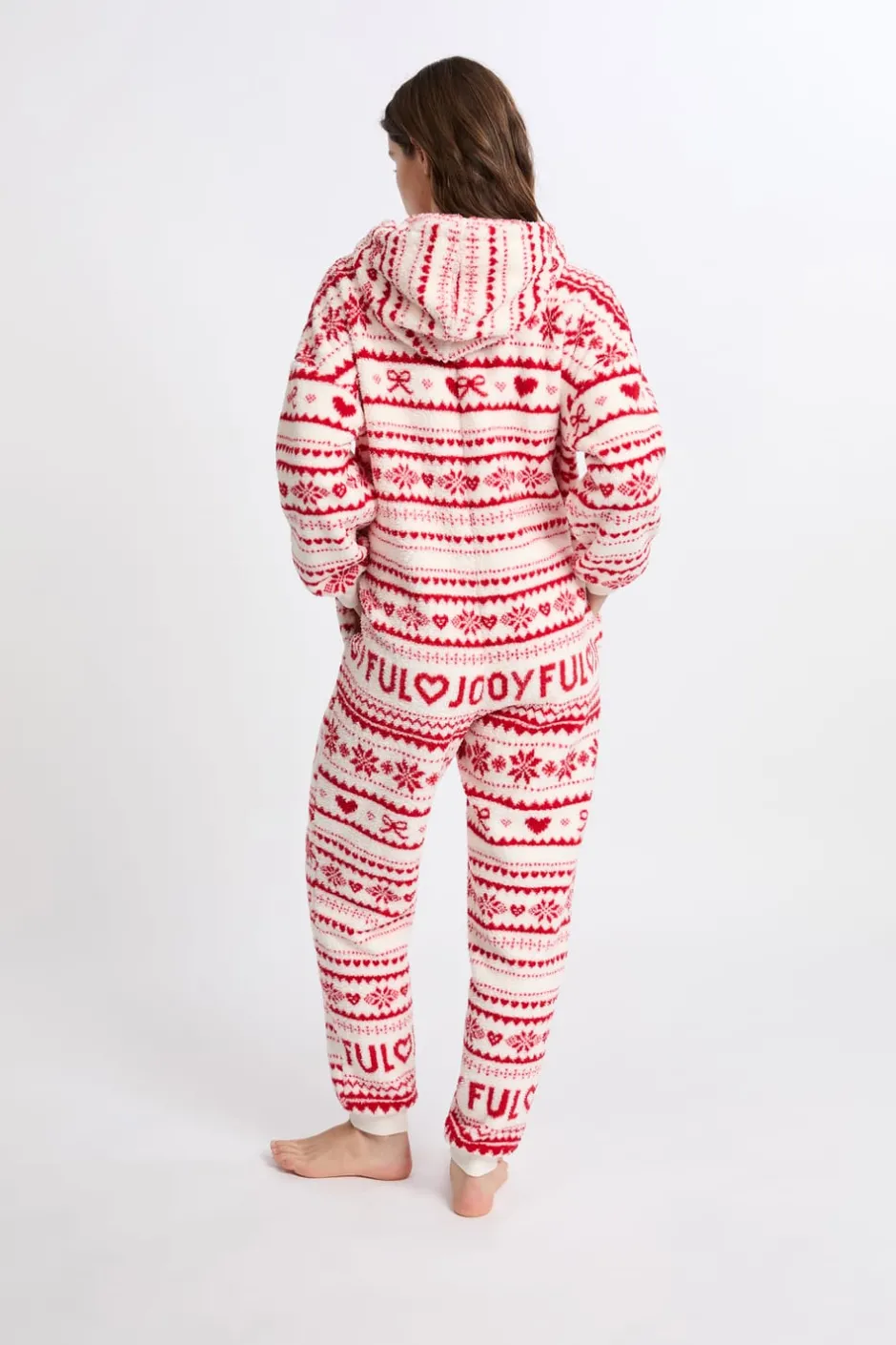 ETAM Los Pijamas Más Responsables|Pijamas Calentitos|Mono estampado con capucha ROJO