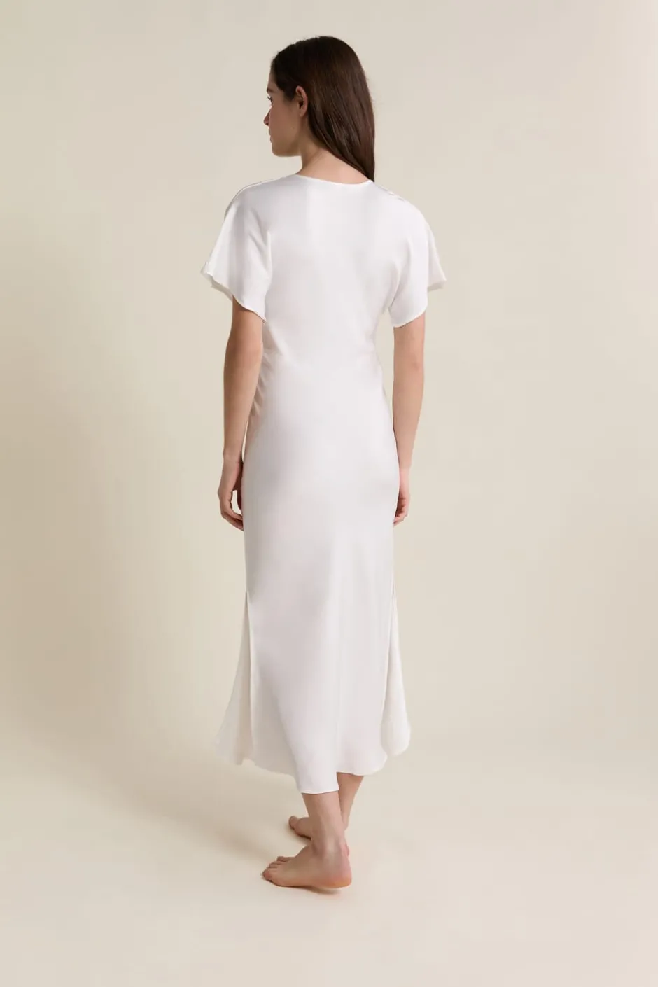 ETAM Los Pijamas Más Responsables|Pijamas Para Novias|Nuisette longue satinée BLANC