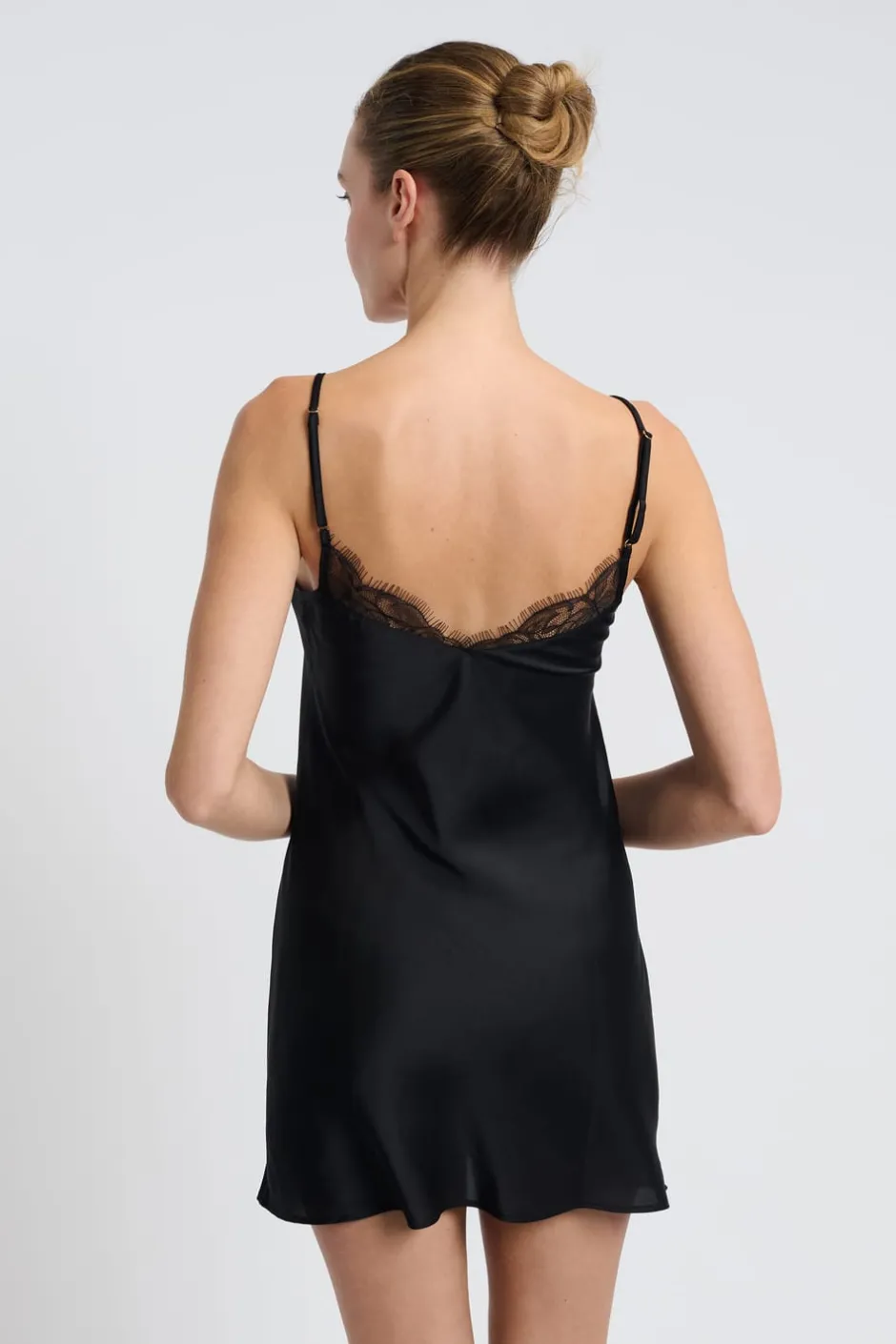 ETAM Pijamas Sexy|Camisones De Tirantes|Nuisette satinée NOIR