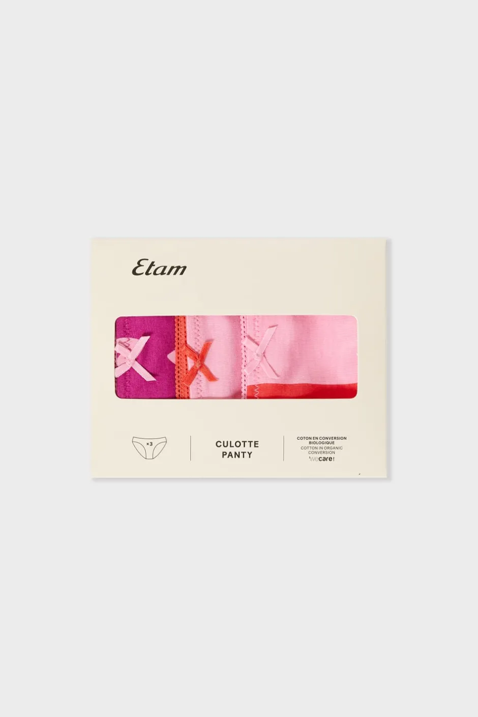 ETAM Braguita|Packs De Braguitas|Pack de 3 braguitas de algodón FUCSIA
