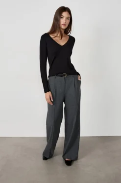 ETAM Corte Ancho|Pantalones|Pantalón ancho de rayas tenis GRIS
