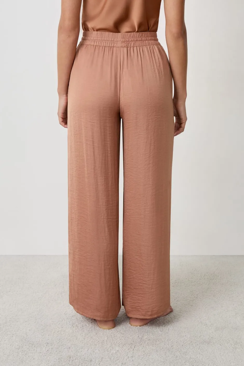ETAM Partes De Abajo De Pijama|Pantalón ancho de satén BEIGE