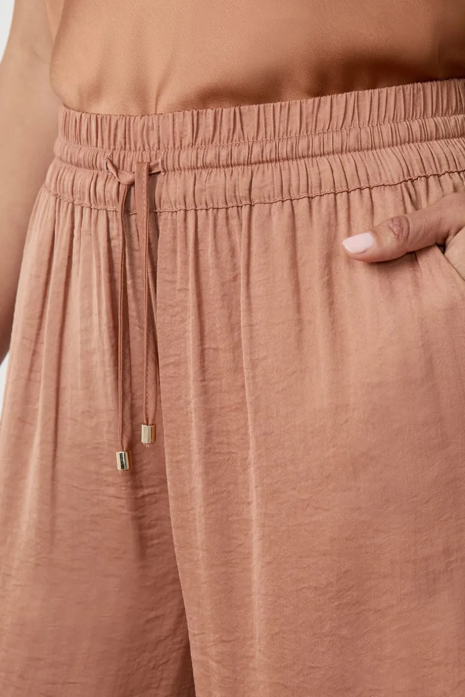 ETAM Partes De Abajo De Pijama|Pantalón ancho de satén BEIGE