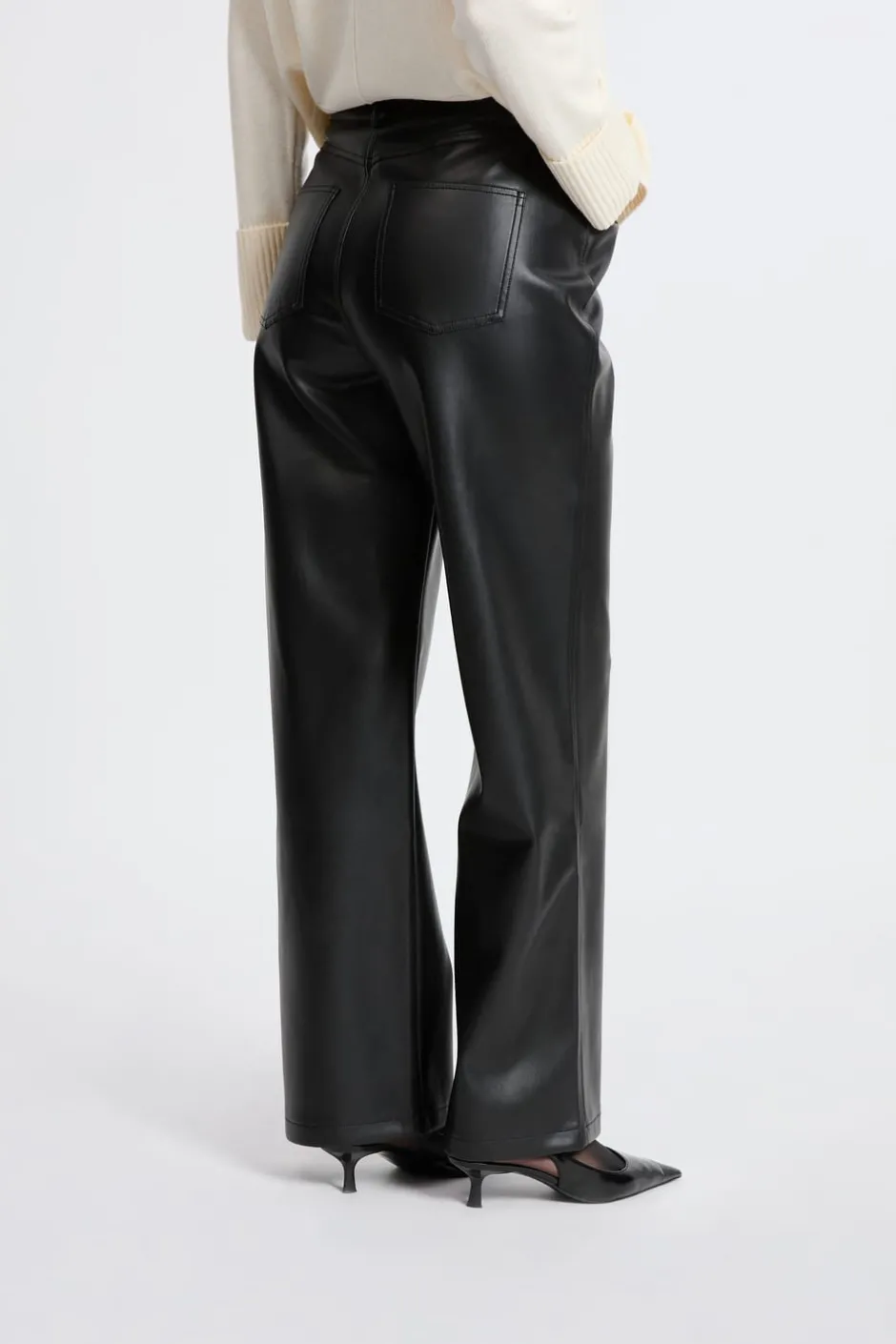ETAM Corte Ancho|Pantalones|Pantalón anchos con efecto piel NEGRO