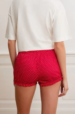 ETAM Los Pijamas Más Responsables|Partes De Abajo De Pijama|Pantalón corto bombacho con lunares y algodón ROJO