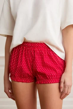 ETAM Los Pijamas Más Responsables|Partes De Abajo De Pijama|Pantalón corto bombacho con lunares y algodón ROJO
