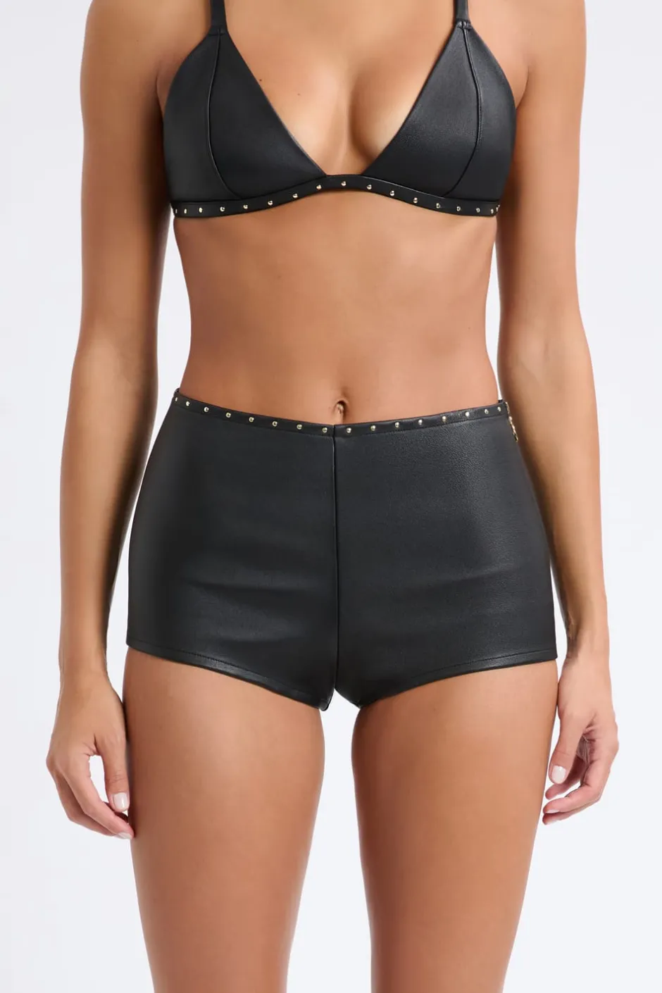 ETAM Talle Alto|Culotte|Pantalón corto de cuero NEGRO