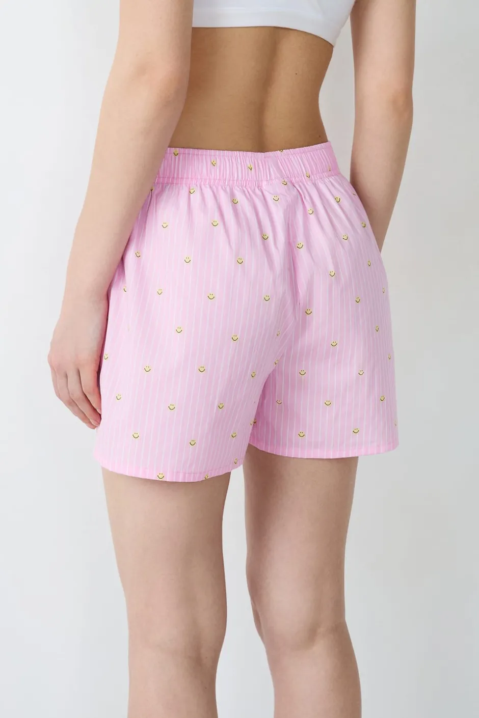 ETAM Partes De Abajo De Pijama|Los Pijamas Más Responsables|Pantalón corto de pijama a rayas de algodón Smiley®ORIGINALS ROSA