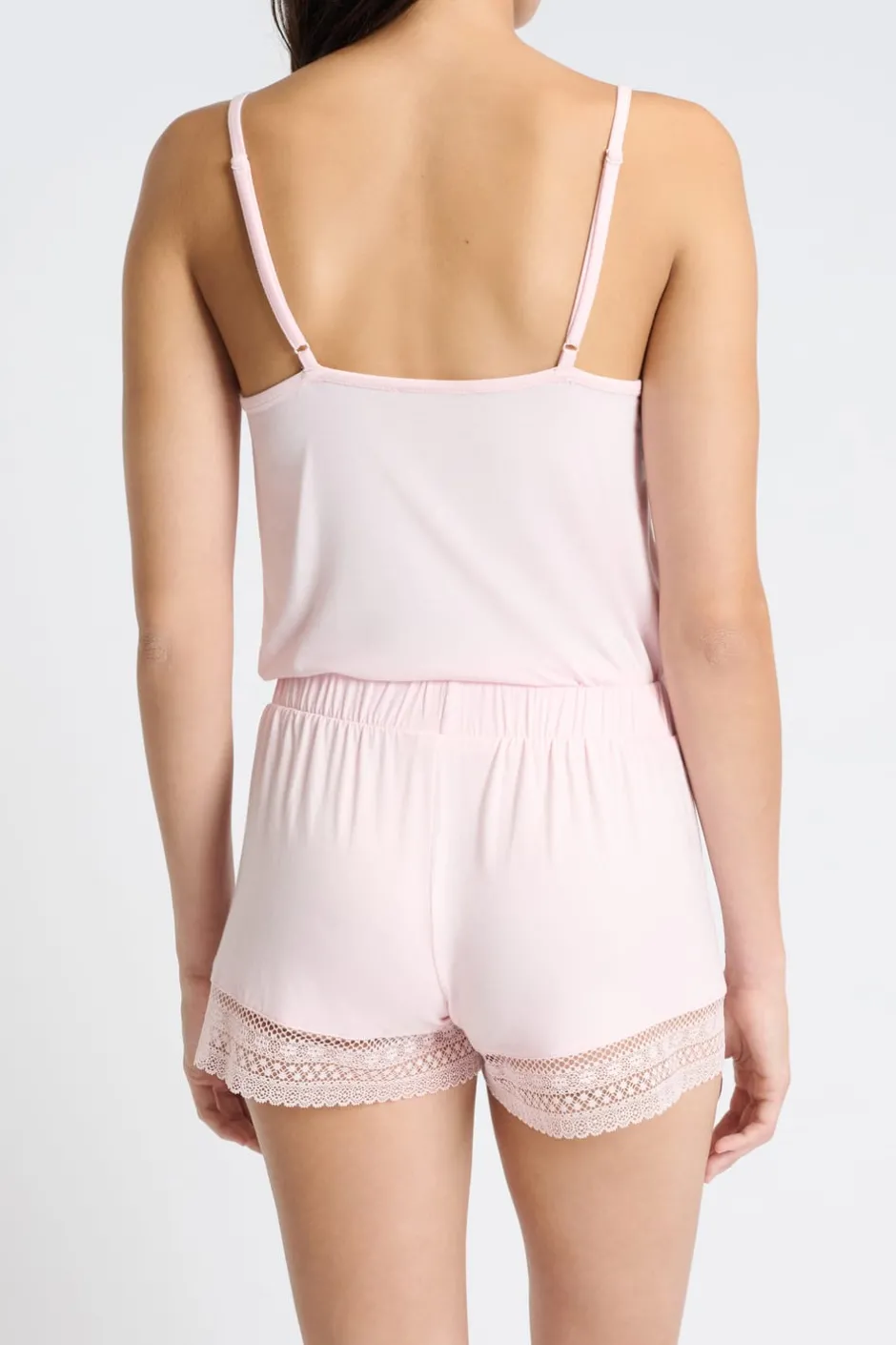 ETAM Partes De Abajo De Pijama|Los Pijamas Más Responsables|Pantalón corto de pijama con detalle de encaje ROSA CLARO