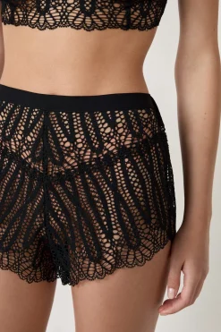 ETAM Pijamas Sexy|Partes De Abajo De Pijama|Pantalón corto de pijama de encaje NEGRO