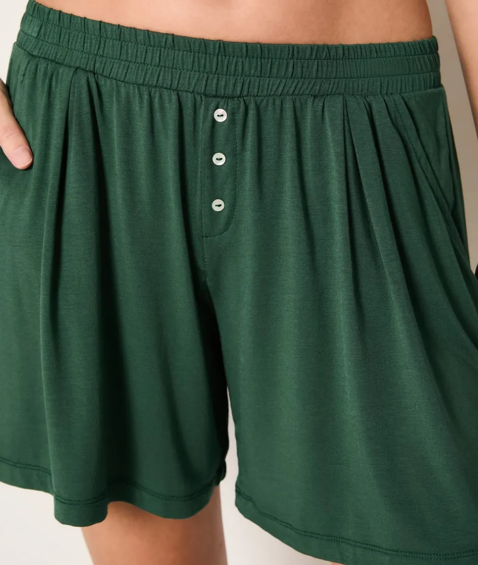 ETAM Partes De Abajo De Pijama|Los Pijamas Más Responsables|Pantalón corto de pijama de modal VERDE ABETO