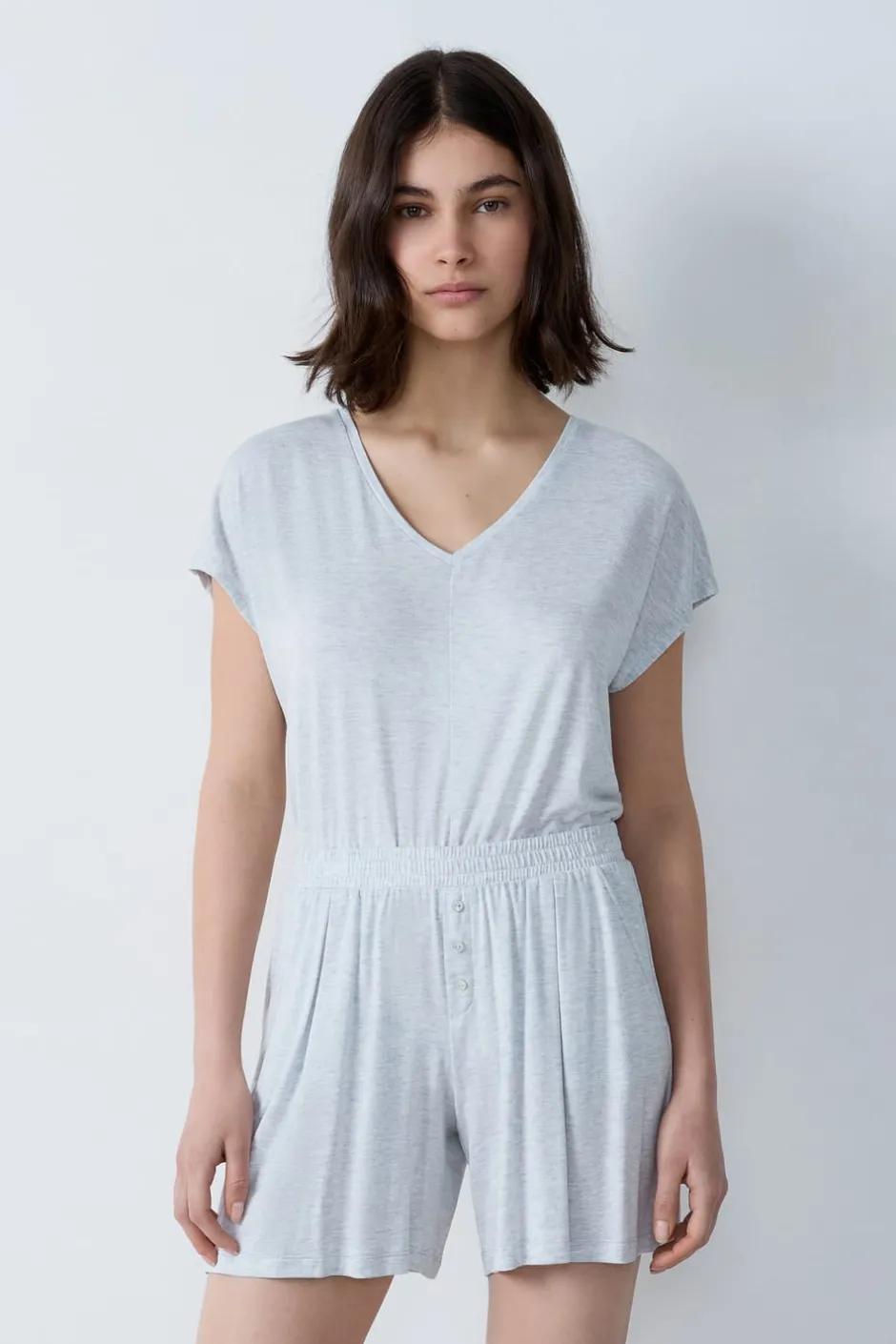 ETAM Partes De Abajo De Pijama|Los Pijamas Más Responsables|Pantalón corto de pijama de modal GRIS CLARO