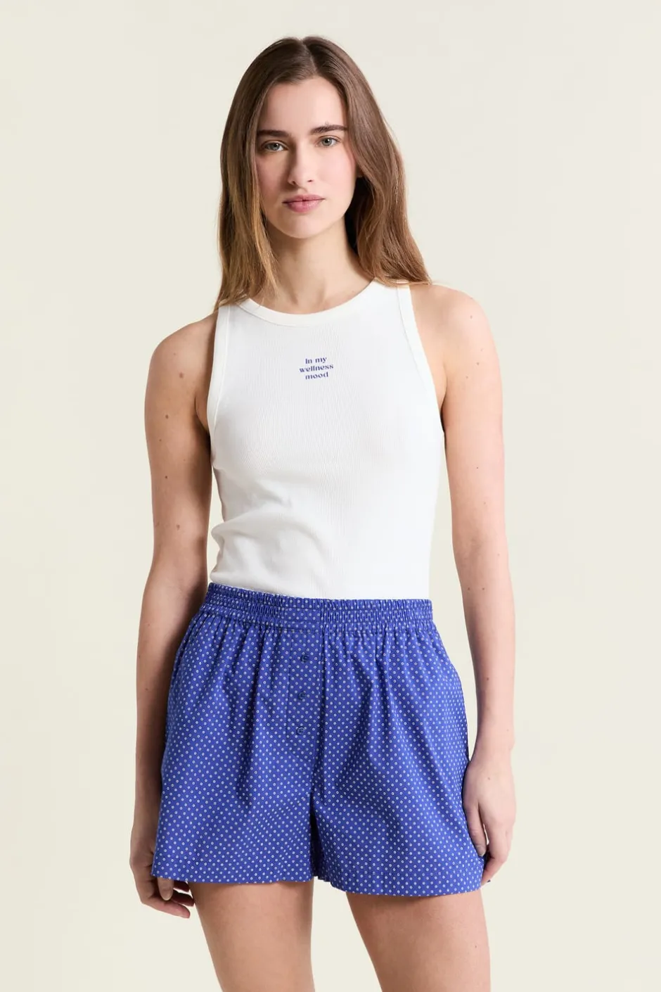 ETAM Los Pijamas Más Responsables|Partes De Abajo De Pijama|Pantalón corto de pijama estampado con algodón AZUL REAL