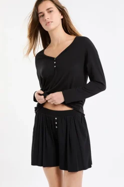 ETAM Pijamas Esenciales|Partes De Abajo De Pijama|Pantalón corto de pijama liso NEGRO