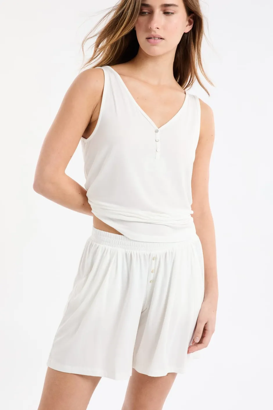 ETAM Pijamas Esenciales|Partes De Abajo De Pijama|Pantalón corto de pijama liso BLANCO CRUDO