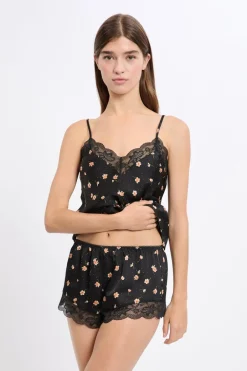 ETAM Partes De Abajo De Pijama|Pantalón corto de pijama satinado con detalles de encaje MULTICOLOR