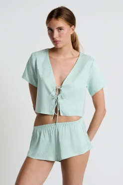 ETAM Partes De Abajo De Pijama|Pantalón corto de pijama satinado estampado CELAD&Oacute;N