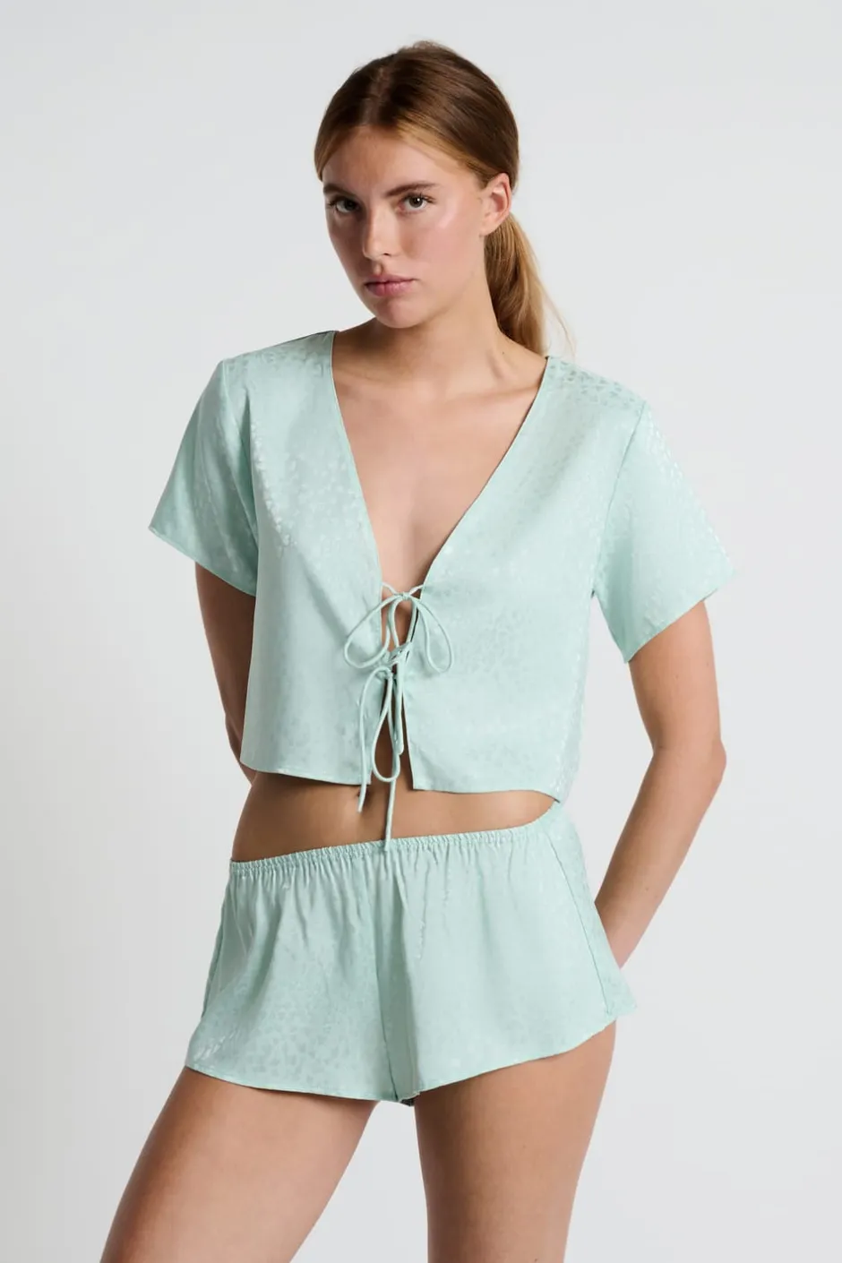 ETAM Partes De Abajo De Pijama|Pantalón corto de pijama satinado estampado CELAD&Oacute;N