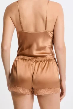ETAM Pijamas De Seda|Partes De Abajo De Pijama|Pantalón corto de seda con detalles de encaje ARENA