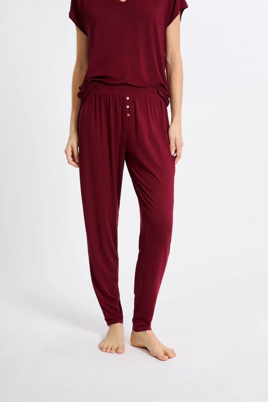 ETAM Los Pijamas Más Responsables|Pijamas Esenciales|Pantalón de pijama BURDEOS GRANATE