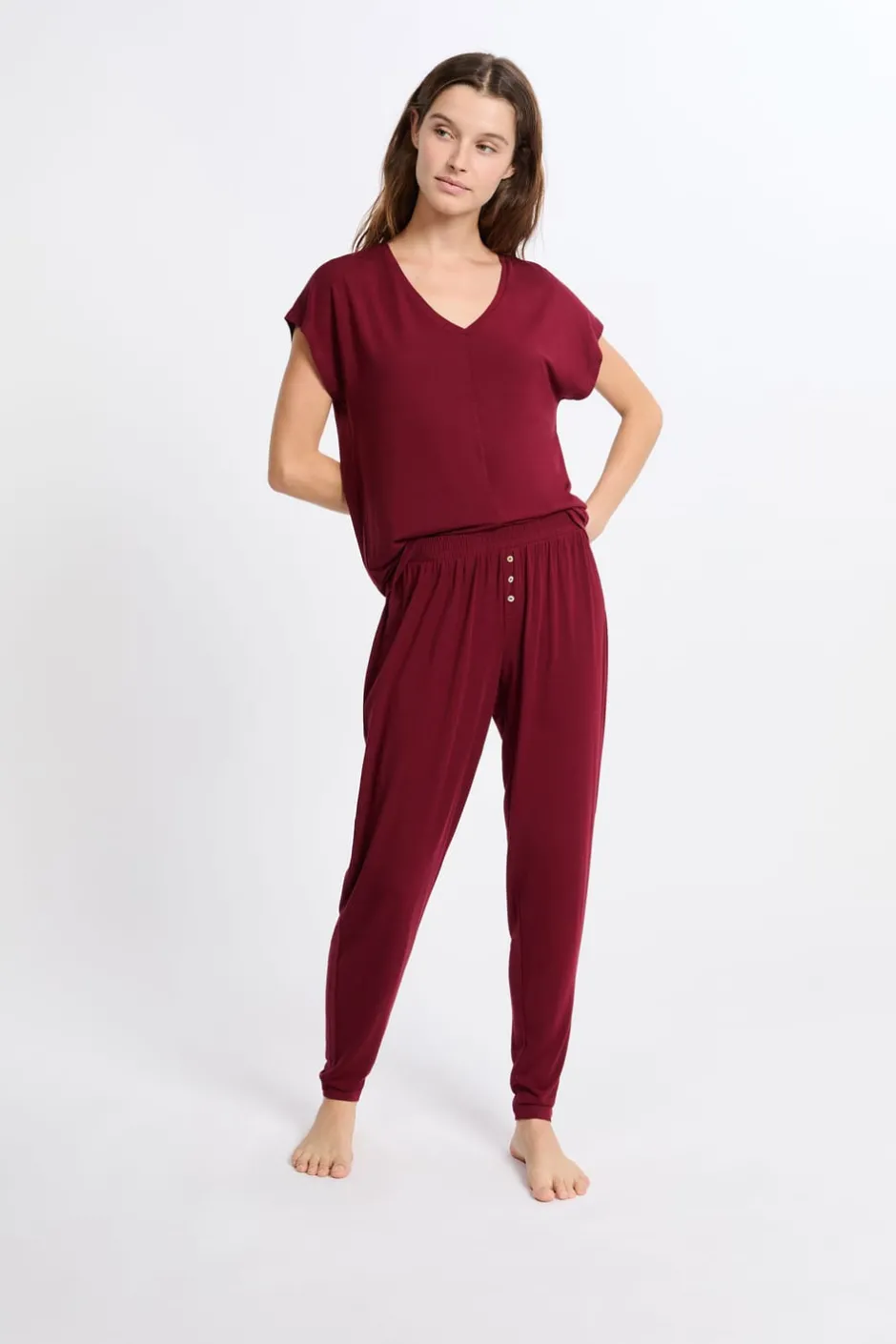 ETAM Los Pijamas Más Responsables|Pijamas Esenciales|Pantalón de pijama BURDEOS GRANATE