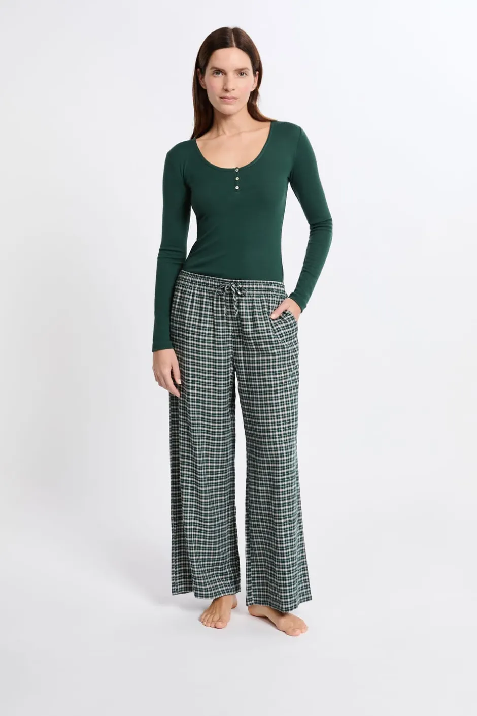 ETAM Partes De Abajo De Pijama|Los Pijamas Más Responsables|Pantalón de pijama a cuadros VERDE