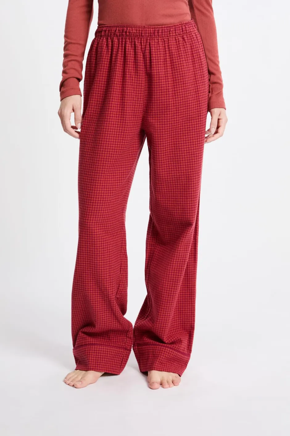 ETAM Partes De Abajo De Pijama|Los Pijamas Más Responsables|Pantalón de pijama a cuadros de algodón LADRILLO ROUX