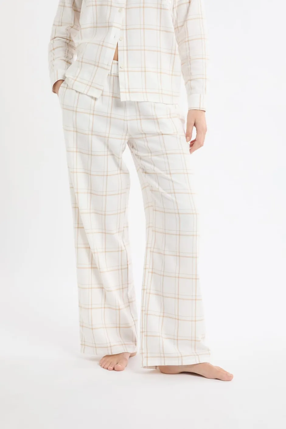 ETAM Los Pijamas Más Responsables|Partes De Abajo De Pijama|Pantalón de pijama a cuadros de algodón BEIGE
