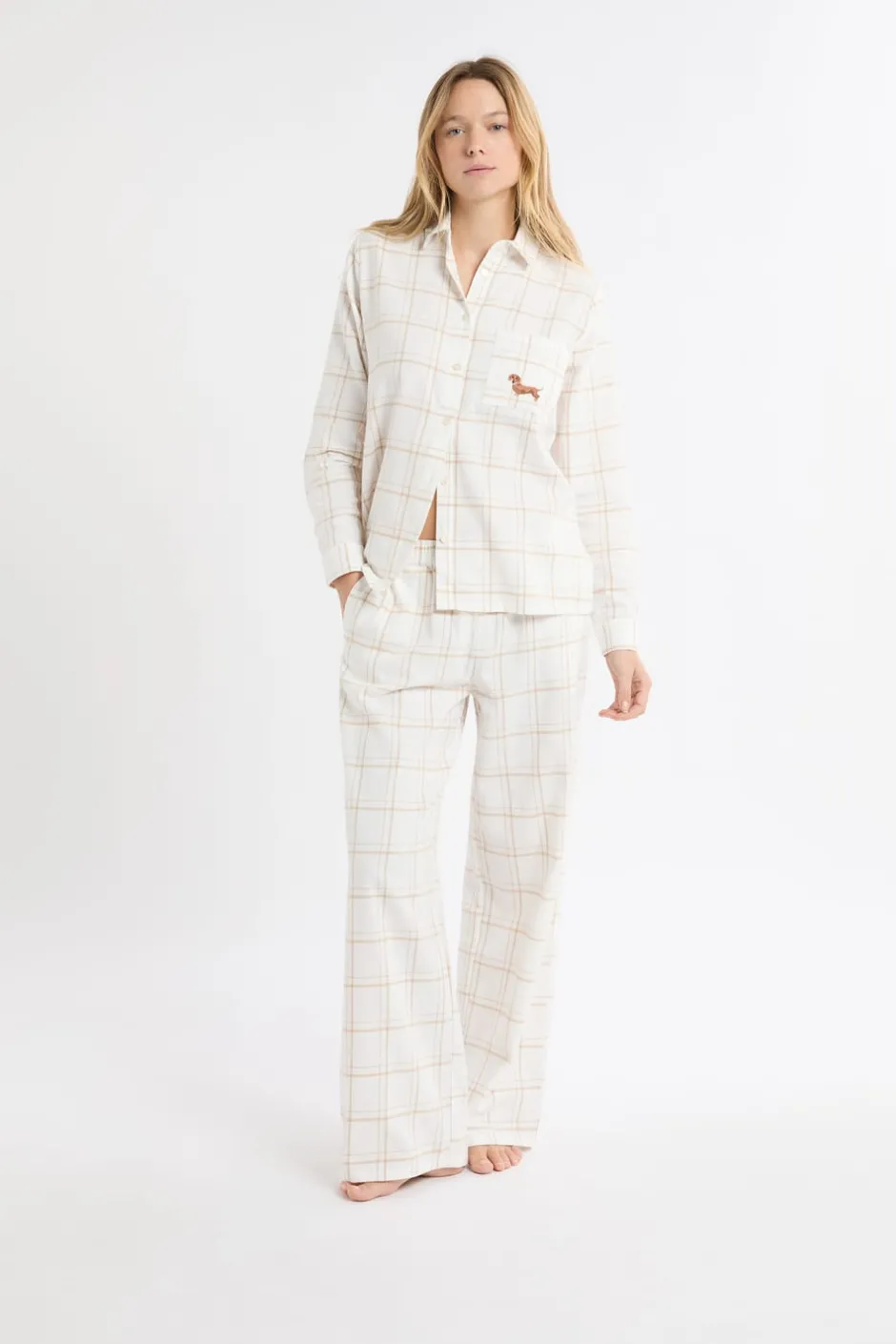 ETAM Los Pijamas Más Responsables|Partes De Abajo De Pijama|Pantalón de pijama a cuadros de algodón BEIGE