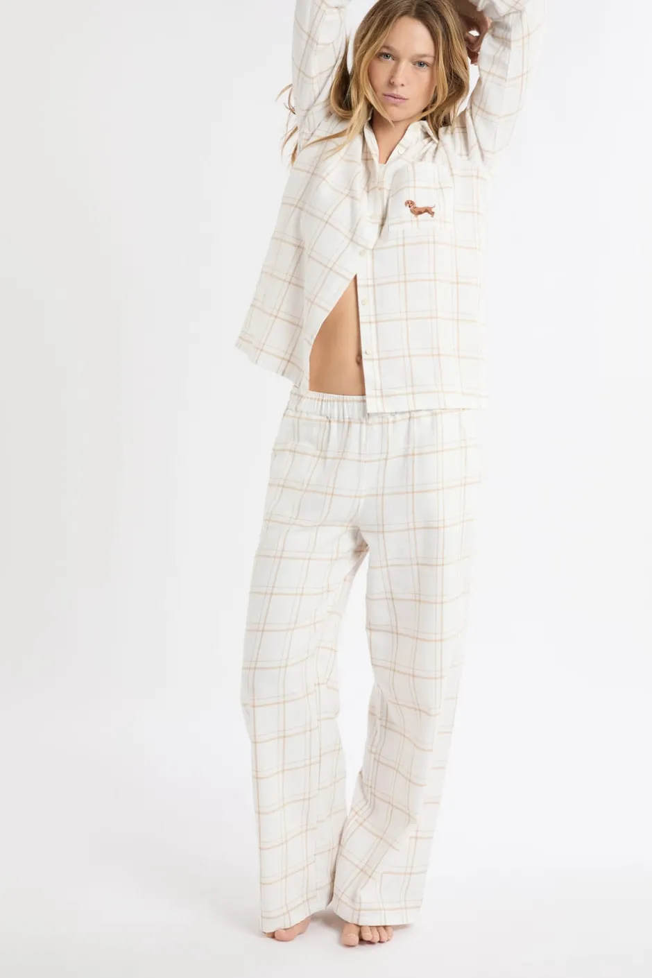 ETAM Los Pijamas Más Responsables|Partes De Abajo De Pijama|Pantalón de pijama a cuadros de algodón BEIGE