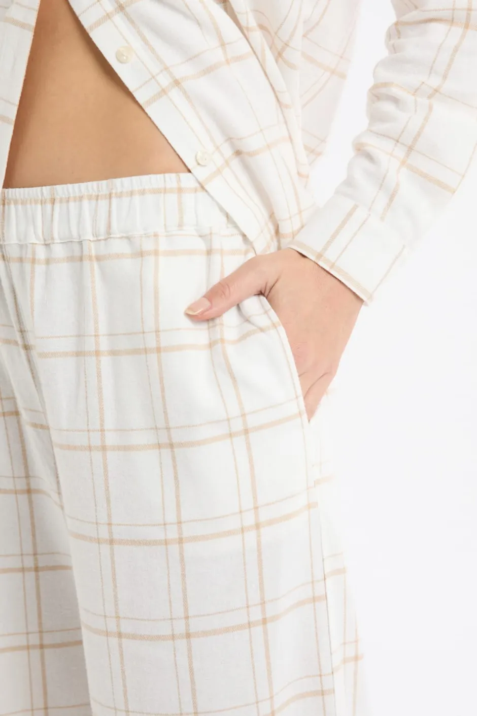 ETAM Los Pijamas Más Responsables|Partes De Abajo De Pijama|Pantalón de pijama a cuadros de algodón BEIGE