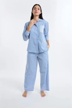ETAM Los Pijamas Más Responsables|Partes De Abajo De Pijama|Pantalón de pijama a rayas AZUL CIELO