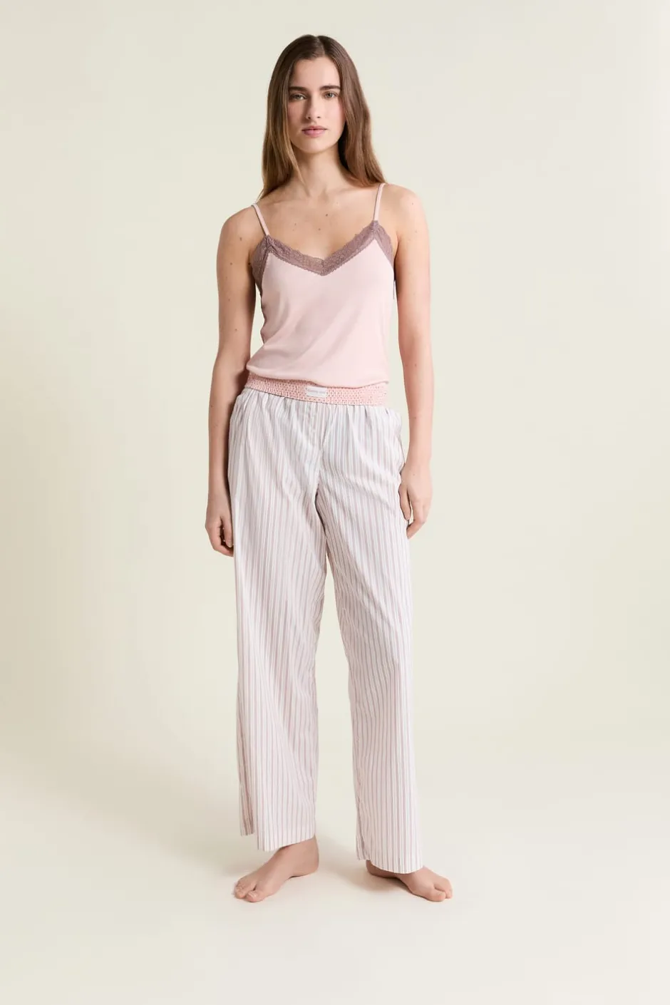 ETAM Los Pijamas Más Responsables|Partes De Abajo De Pijama|Pantalón de pijama a rayas con algodón ROSA