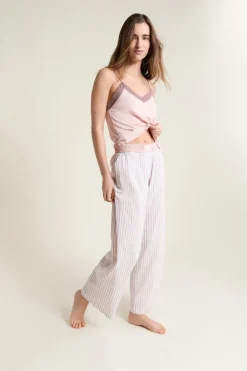 ETAM Los Pijamas Más Responsables|Partes De Abajo De Pijama|Pantalón de pijama a rayas con algodón ROSA