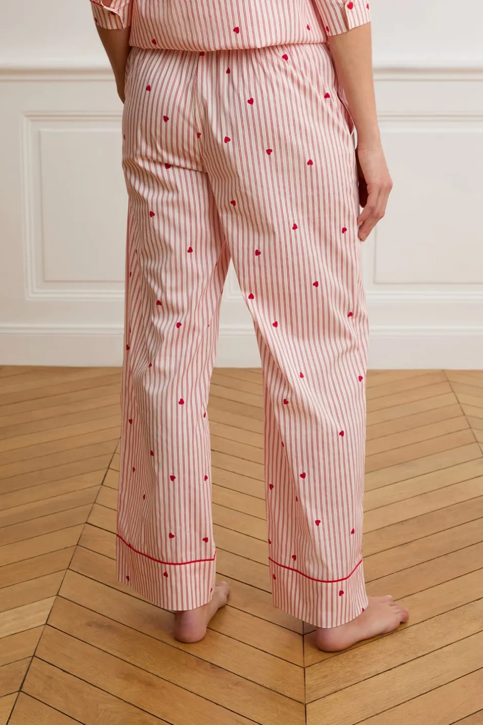 ETAM Los Pijamas Más Responsables|Partes De Abajo De Pijama|Pantalón de pijama a rayas y corazones de algodón IMP FD BLANCO