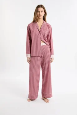 ETAM Los Pijamas Más Responsables|Partes De Abajo De Pijama|Pantalón de pijama a rayas con algodón ROSA EMPOLVADO
