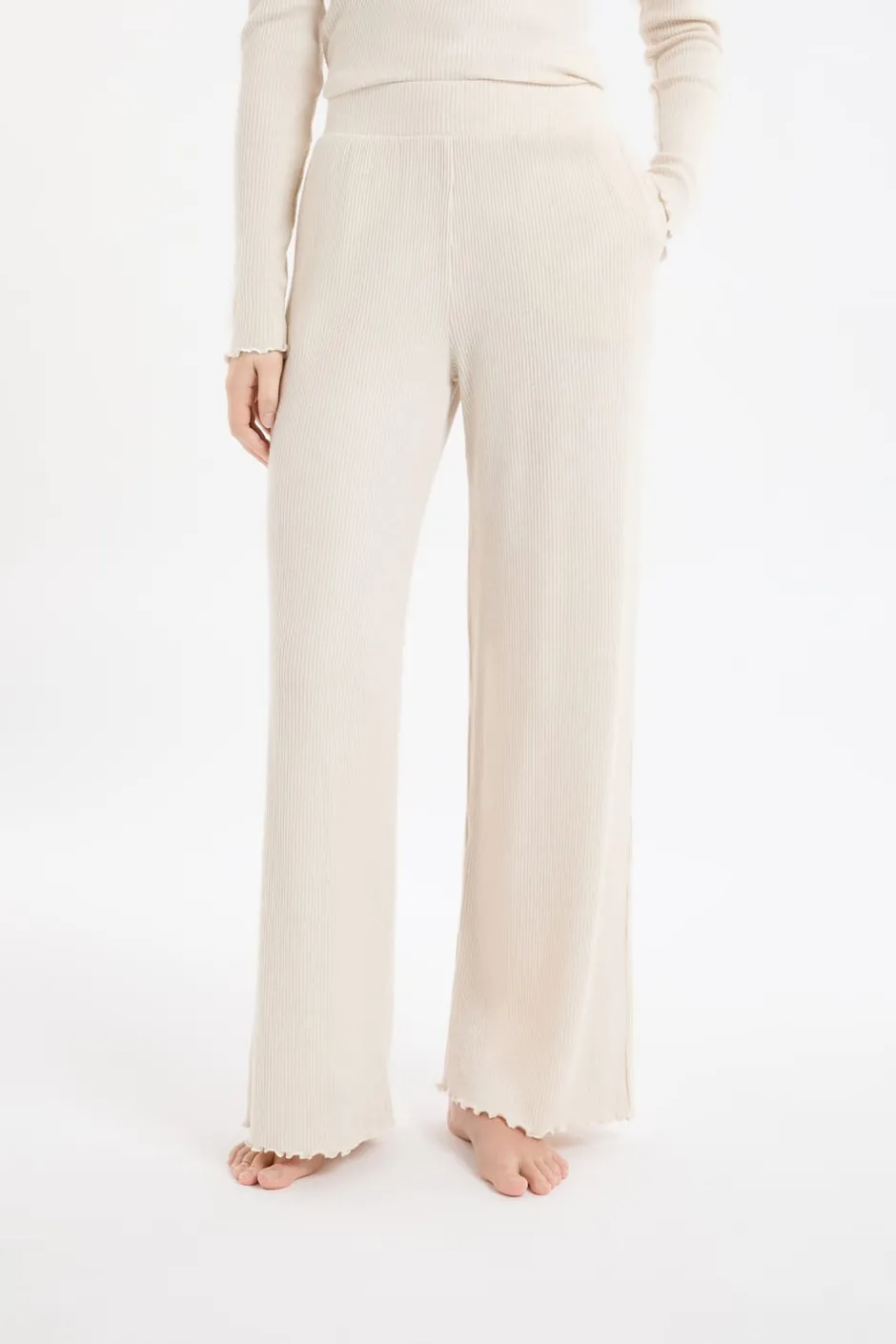 ETAM Homewear|Partes De Abajo De Pijama|Pantalón de pijama acanalado BEIGE