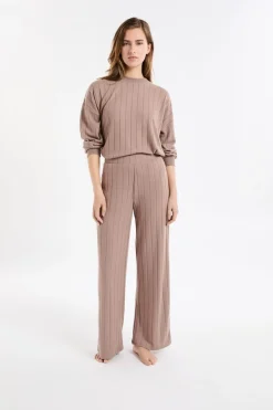 ETAM Homewear|Los Pijamas Más Responsables|Pantalón de pijama ancho MARRÓN