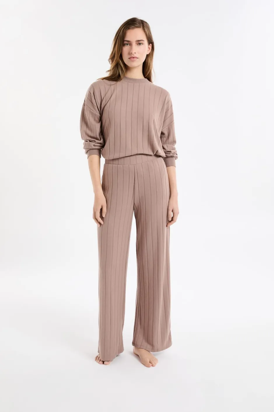 ETAM Homewear|Los Pijamas Más Responsables|Pantalón de pijama ancho MARRÓN
