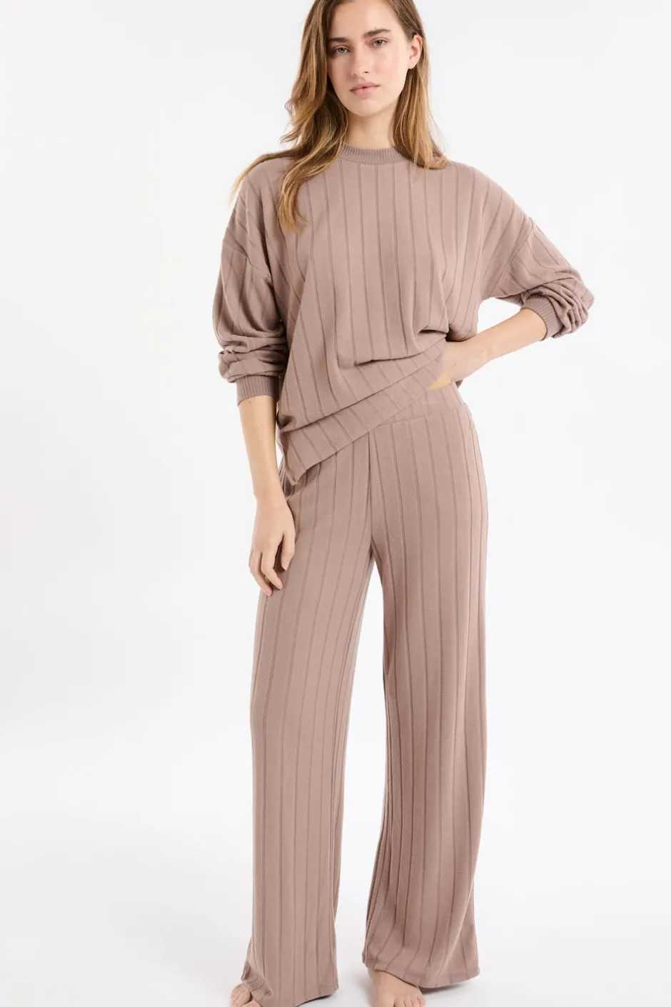 ETAM Homewear|Los Pijamas Más Responsables|Pantalón de pijama ancho MARRÓN