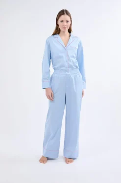 ETAM Partes De Abajo De Pijama|Los Pijamas Más Responsables|Pantalón de pijama ancho de algodón AZUL CLARO