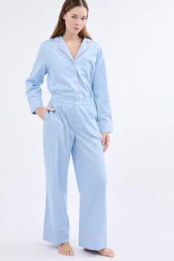 ETAM Partes De Abajo De Pijama|Los Pijamas Más Responsables|Pantalón de pijama ancho de algodón AZUL CLARO