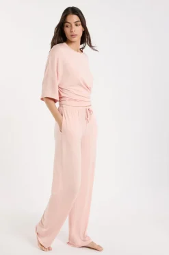 ETAM Los Pijamas Más Responsables|Pijamas Esenciales|Pantalón de pijama ancho de modal ROSA EMPOLVADO