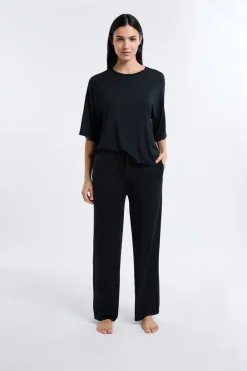 ETAM Los Pijamas Más Responsables|Pijamas Esenciales|Pantalón de pijama ancho de modal NEGRO