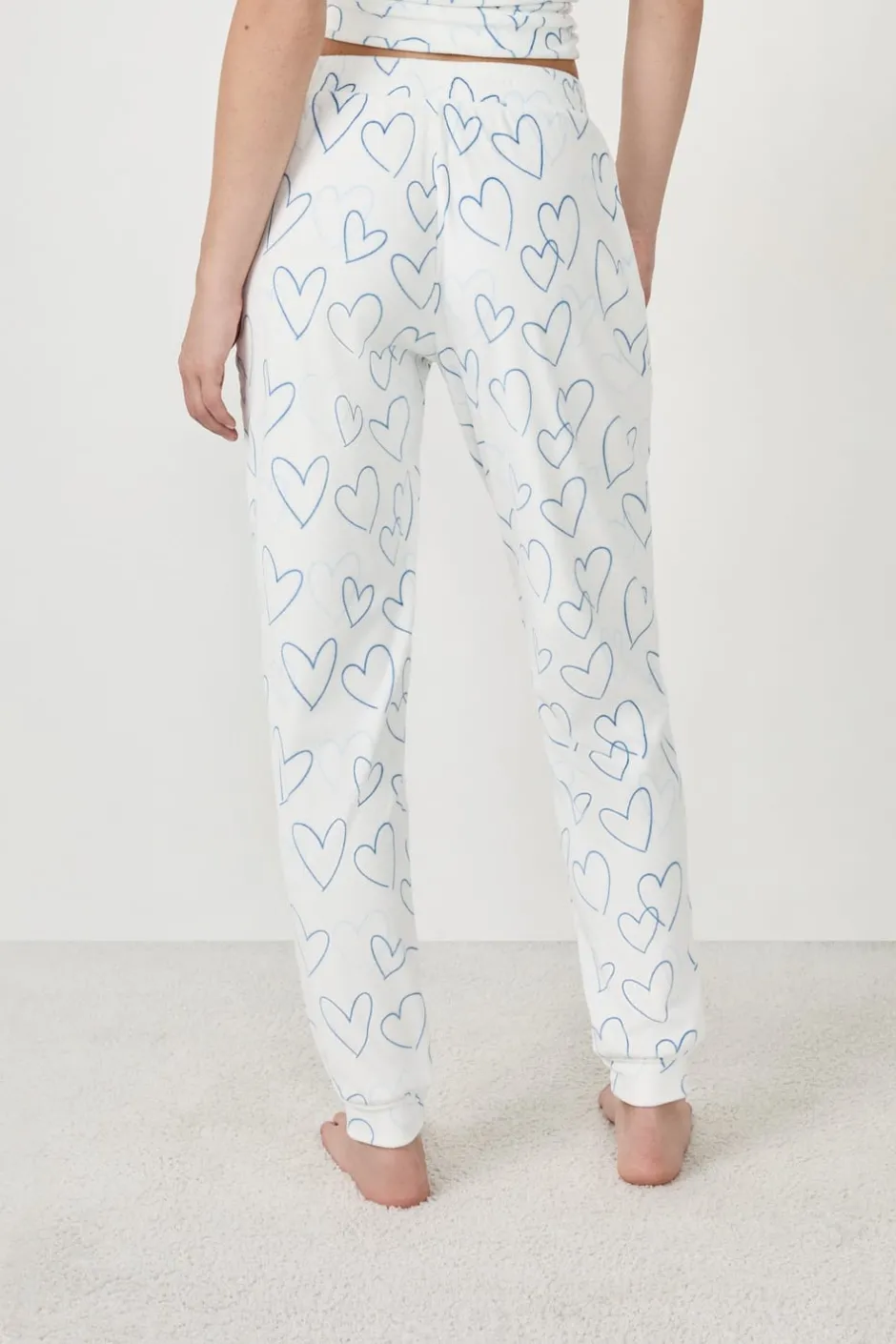 ETAM Partes De Abajo De Pijama|Los Pijamas Más Responsables|Pantalón de pijama con corazones BLANCO